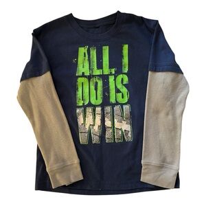 Boy’s Long Sleeve Navy Shirt with Faux Grey Waffle shirt. Size 10-12‎ (Large)